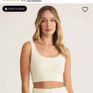 Zoe Cream Ribbed Tank Bra NWT Z Supply